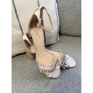 Jewel Badgley Mischka Champagne Party-Rock Shoes, Size 9.5 Ankle Straps NWOB